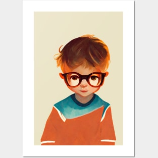 Smart kid with big glasses Posters and Art